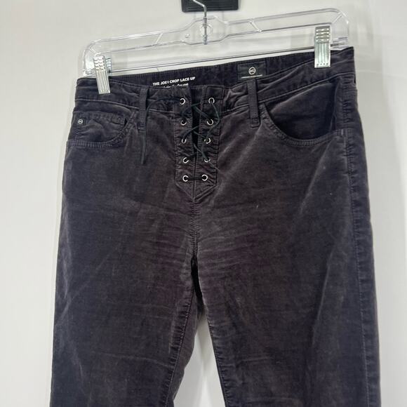 AG Adriano Goldschmied The Jodi Crop Lace Up Slim Flare Pants Velour - Picture 2 of 7